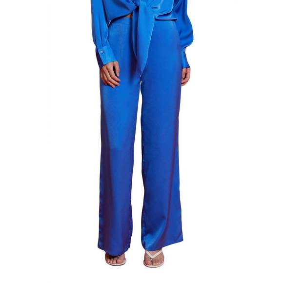 NEW LUCY PARIS rue satin pants in blue - Picture 4 of 4